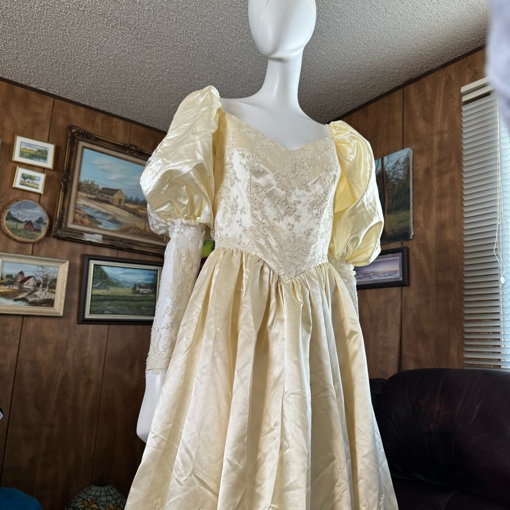 Amazing Handmade Puff Sleeve and Lace Detail Dress